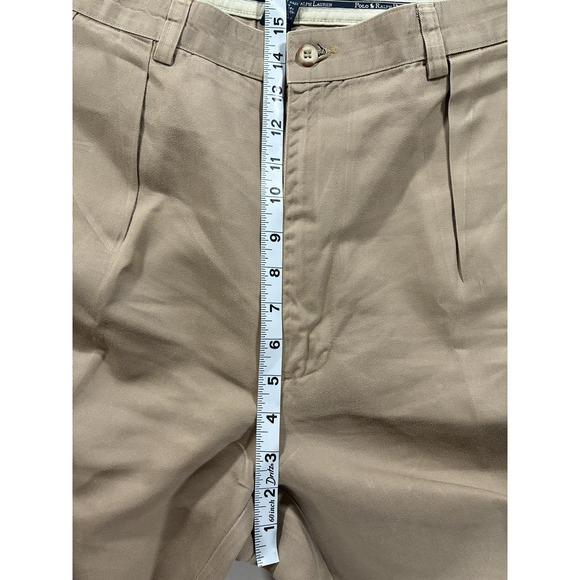 Polo Ralph Lauren Andrew Pants 38x30 Mens Khaki Tan Pleated Chino Dress Pants - Picture 7 of 9